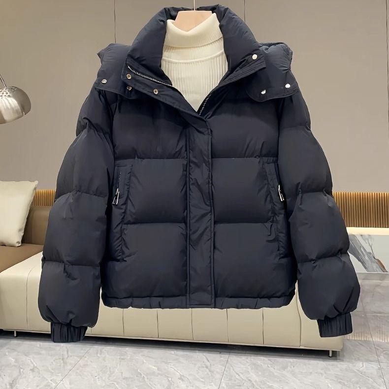 Women Short Puffer Jacket with Hood Winter Warm Thick Cotton Coat Fashion Outwear