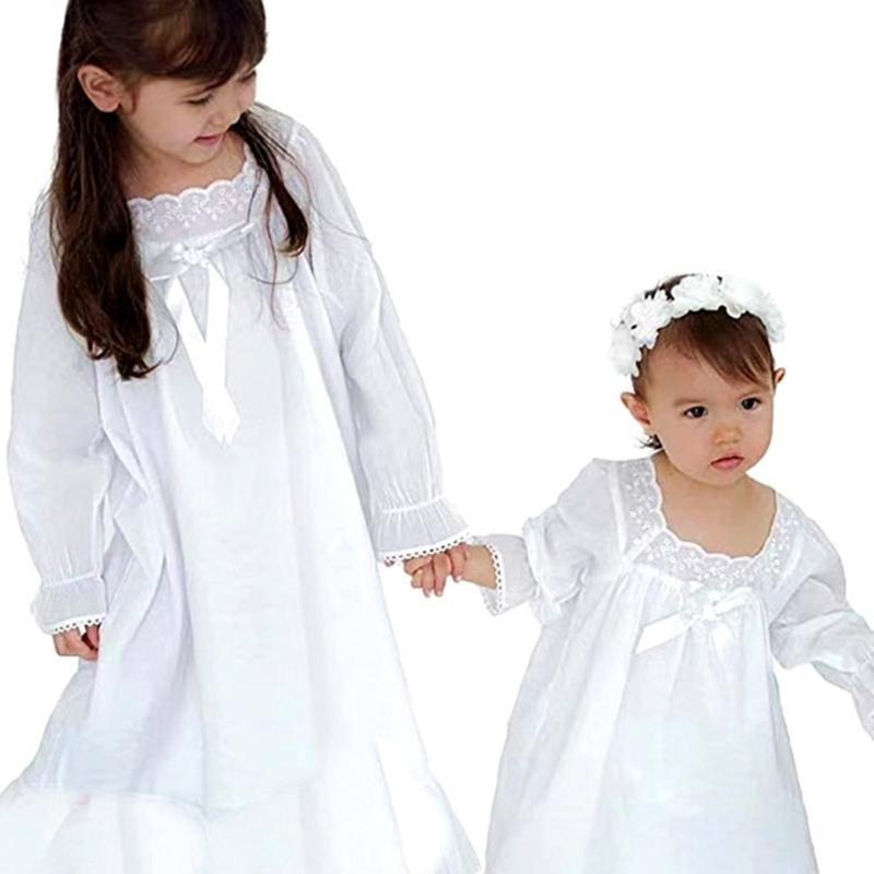 Girls Princess Sleep Dress Soft Cotton Mother Daughter Nighgown Ensuring Comfort Wear for Home or Pajama Parties