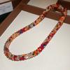 Colored Glass Bead Women's Neck Chain Magnetic Openable Retro Lovers Choker  Travel