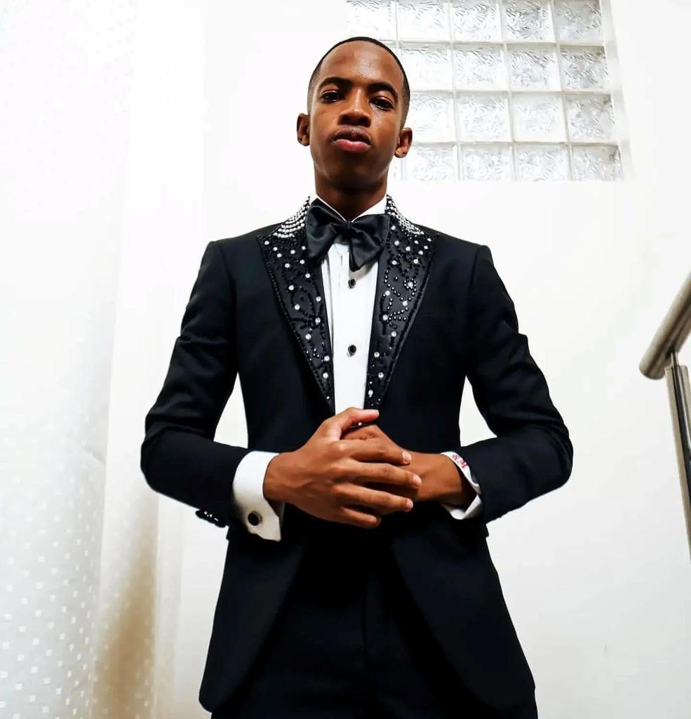 Traje Formal Negro para Hombre Conjunto de 2 Piezas Blazer+Pantalones con Cristales y Perlas Personalizado Algodón Formal Oficina Chaqueta Trajes de Gala Boda Abrigo