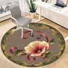1pc Floral Ornament Office Round Rug, Carpet for Office, Gaming, Lightweight Round Floor Mat yy260205027