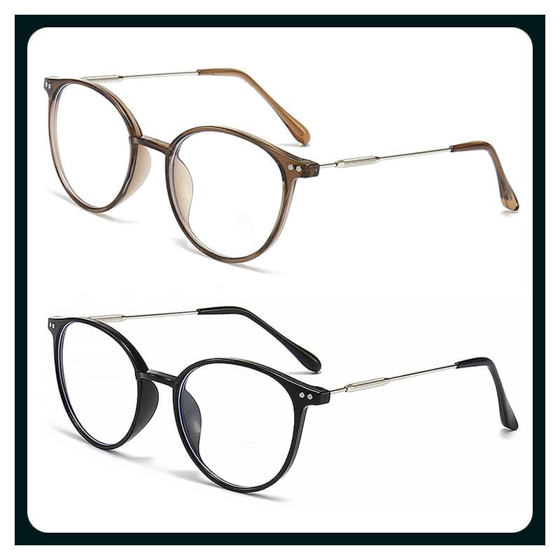 Stylish Clear Fashion Nose Unisex [OIIZREO] Glasses, Lenses, Eyewear, Ultra-Lightweight Pads, (Brown 300)