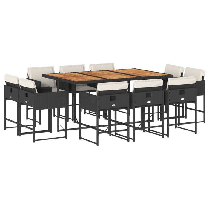 VidaXL Ensemble à manger de jardin 11 pcs coussins noir résine tressée 3278162