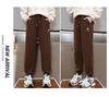 Girls' Fleece-Lined Lambswool Winter Pants: Thick, Warm, One-Piece Casual Wear for Middle and Big Kids