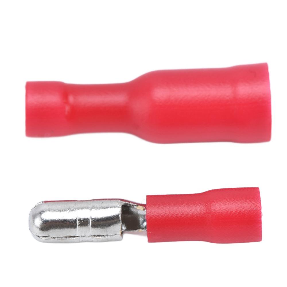 50 Pairs Red Male Female Connectors 22-16 AWG Wire Crimp Connectors Audio Wiring