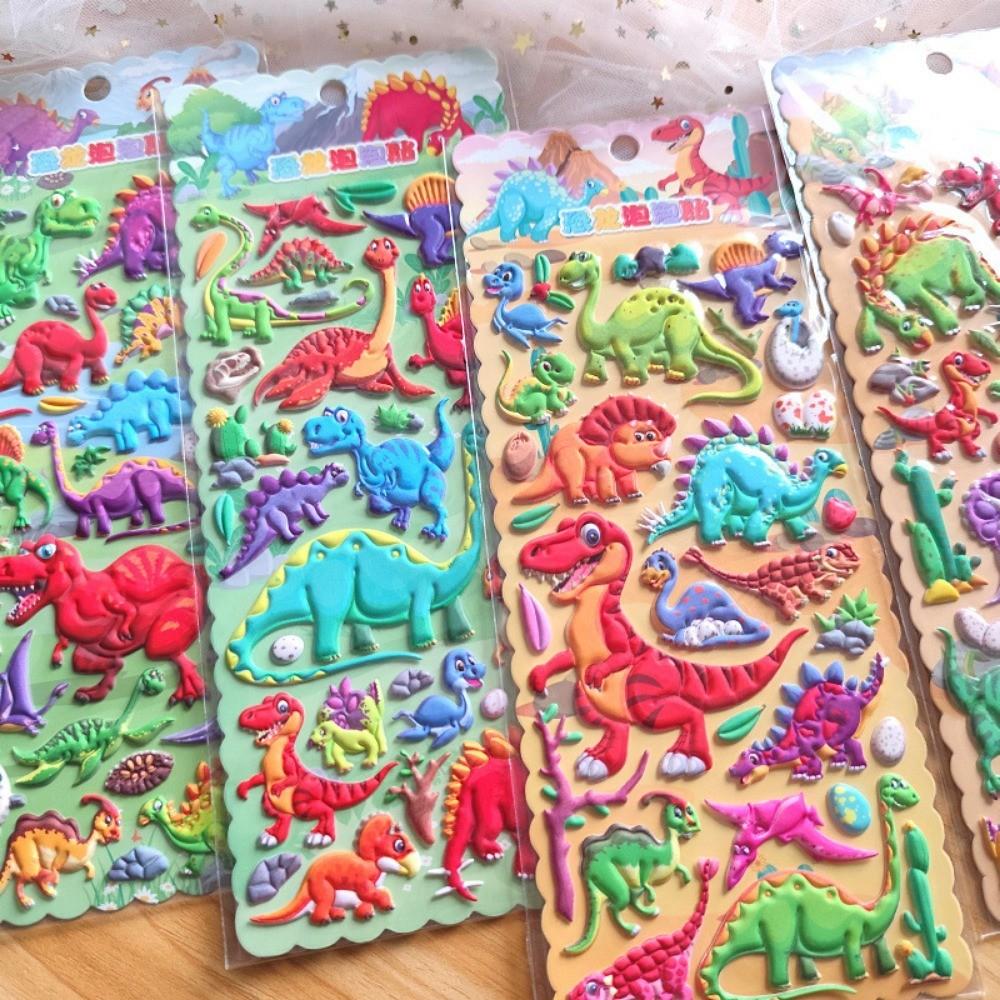 

4 шт. Наклейки для мальчиков с мультяшными динозаврами Юрского периода - Многоразовые наклейки из пеноматериала ЭВА с разными дизайнами