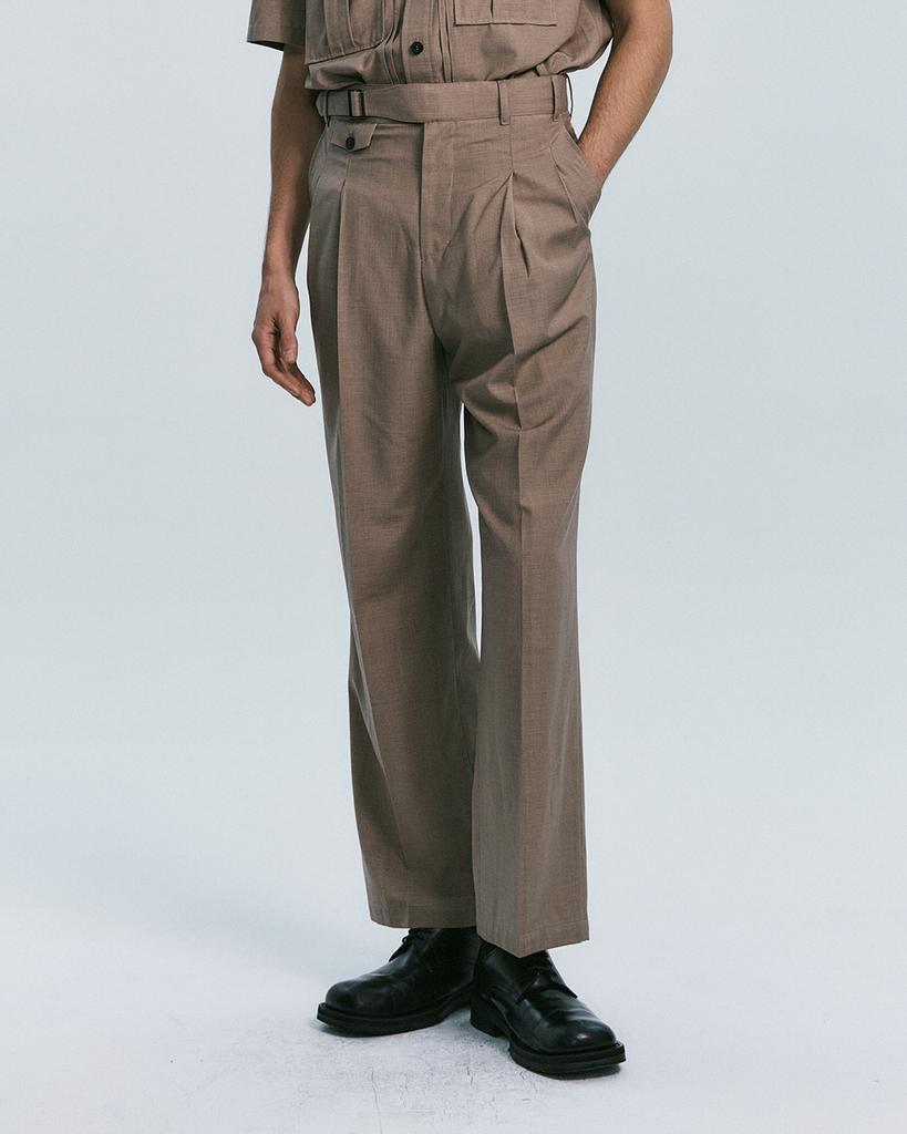 Sinkia Wool Blend Buckle Detail Trousers Ash Brown