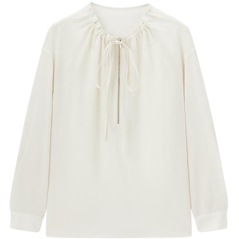 EICHITOO Women s Relaxed Round Neck Textured Drawstring Long Sleeve Shirt L