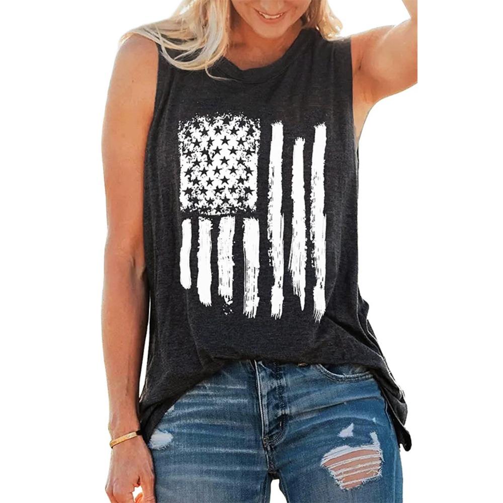 Summer USA American Flag 3D Print Tank Tops Sexy Woman Streetwear Y2k Tops Oversized Vest Off Shoulder Sleeveless Woman Camisole