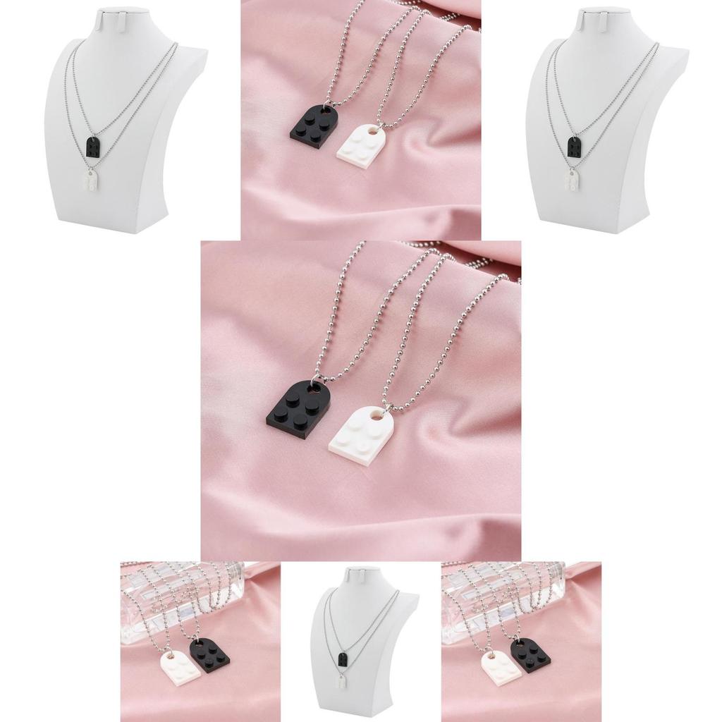 Creative Geometric Couple Necklace Set With Unique Black And White Design For Stylish Fashion Lovers