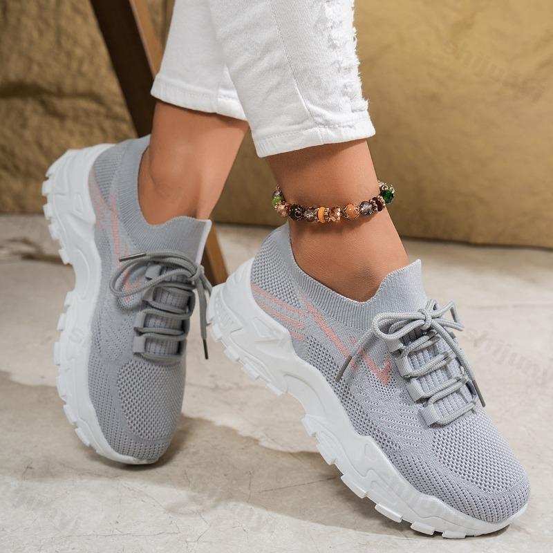 2025 New Spring Breathable Mesh Casual Shoes Lace-up Non Slip Woman Vulcanize Shoes Comfortable Women's Platform Sneakers