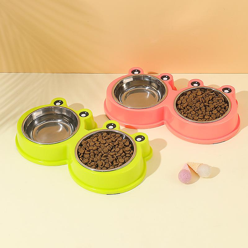 

Кормушка для кошек и щенков, двойные миски, корм для собак, аксессуары для питья домашних животных, принадлежности для кормления собак и домашних животных из нержавеющей стали, миска-тарелка, уникальная