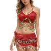 Shiny Belly Dance Bra Halter Neck Stage Performance Top Sequins Crop Top  For Thailand/India/Arab