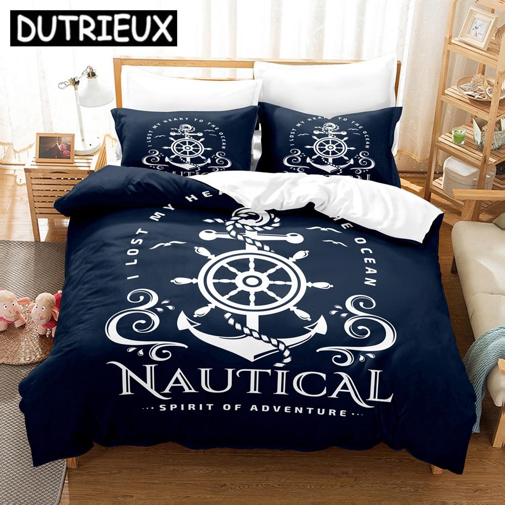 Marine Anchor Bedding Set Single Twin Full Queen King Size 3D Printed Duvet Cover for Adult Kids Bedroom
