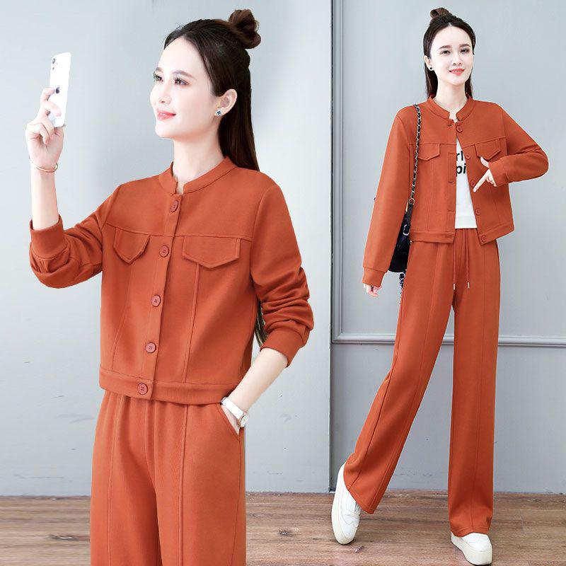 

Women s European Style Two-Piece Set: High-End Jacket & Wide-Leg Pants for Spring, Autumn, Winter 2026 3XL бежевий
