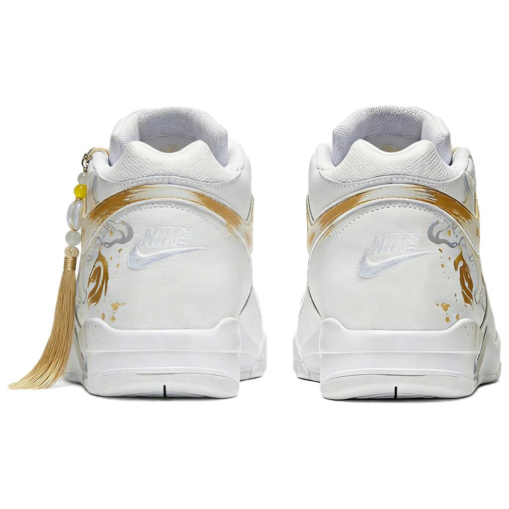 Nike Flight Legacy Mid Top Vintage Basketball Shoes Men's White Gold BQ4212-101(Team861-2)