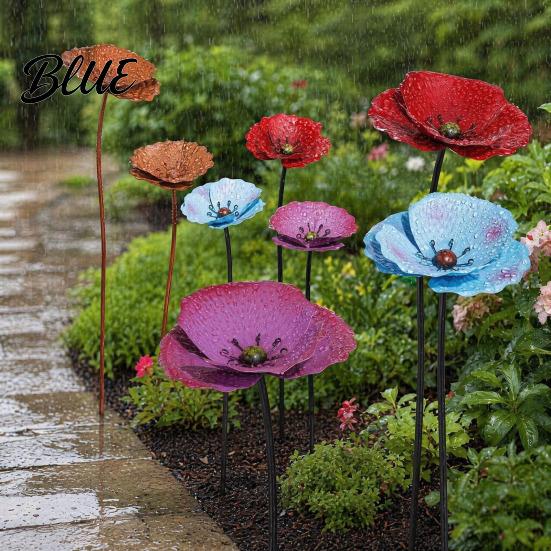 Accenti Floreali in Metallo per Patio 2 Pezzi Fiori Decorativi da Esterno Picchetti da Giardino Decorazione Fioriera