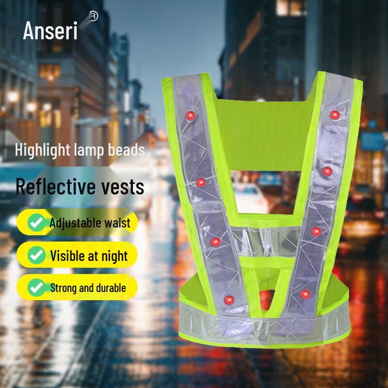 Светоотражающий жилет безопасности Anseira LED флуоресцентно-зеленый