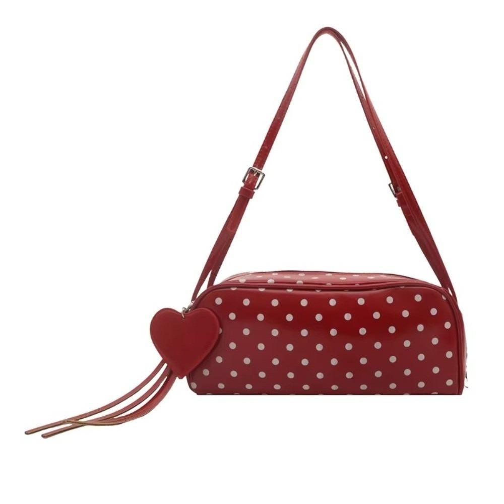 

PU Leather Polka Dot Shoulder Bag Adjustable Straps Crossbody Bag New Tote Bag Casual Wear красный