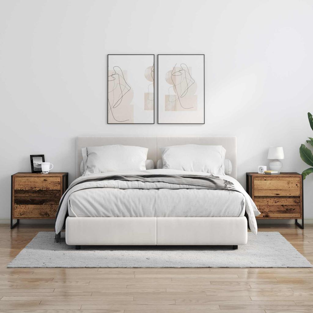 Nightstand Set of 2 Reclaimed Wood Look 50 X 39.5 X 50 Cm Engineered Wood