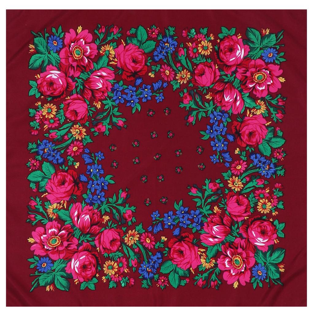Luxury Hijab Hair Bands Square Cotton Scarf For Women Neckerchief Female Rose Pattern Shawl Headband Fashion Wraps Bandana