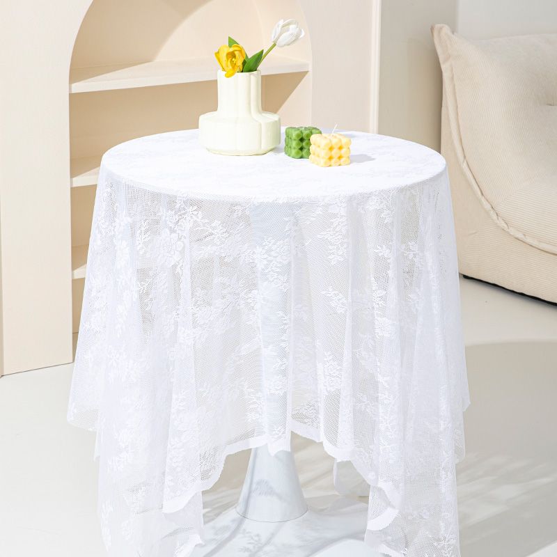 

Белая скатерть на журнальный столик, кружевная скатерть, прямоугольная тканевая скатерть для рукоделия, европейская круглая, маленькая, свежая, домашняя, хлопково-льняная скатерть White Lace Tablecloth 100*145cm (small size)