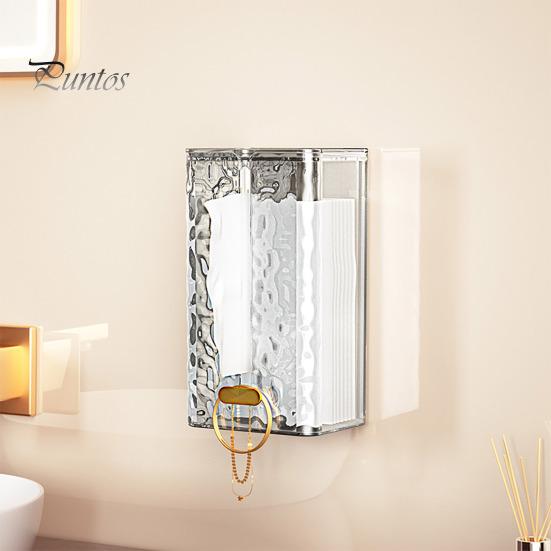 Tissue Box Wall-Mounted Tissue Storage Box Self-Adhesive Strong Load-Bearing Capacity Paper Towel Holder for Home