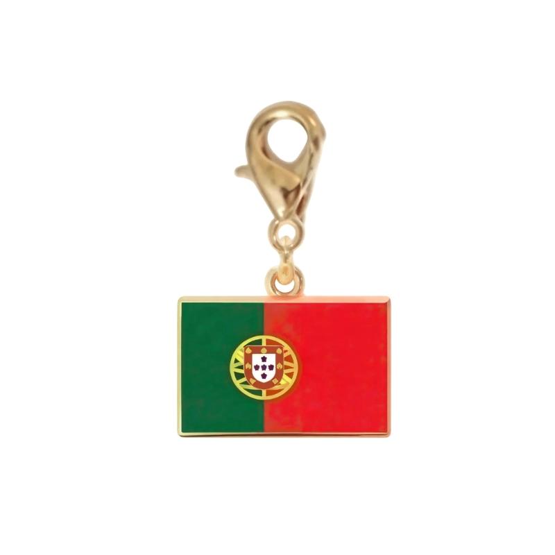 Braccialetto con Charm Bandiera in Acciaio Inossidabile con Moschettone, Gioiello Ciondolo Paese per Regalo di Viaggio Accessorio Stile