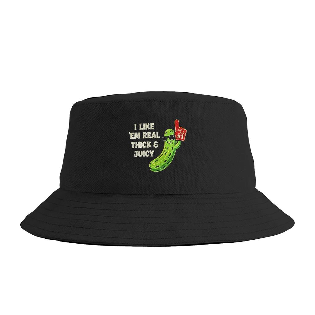 I Like Em Real Thick And Juicy Funny Strawberry Bucket Hat Summer Casual FisherUnisex Hats For Couple Breathable Fishing Caps