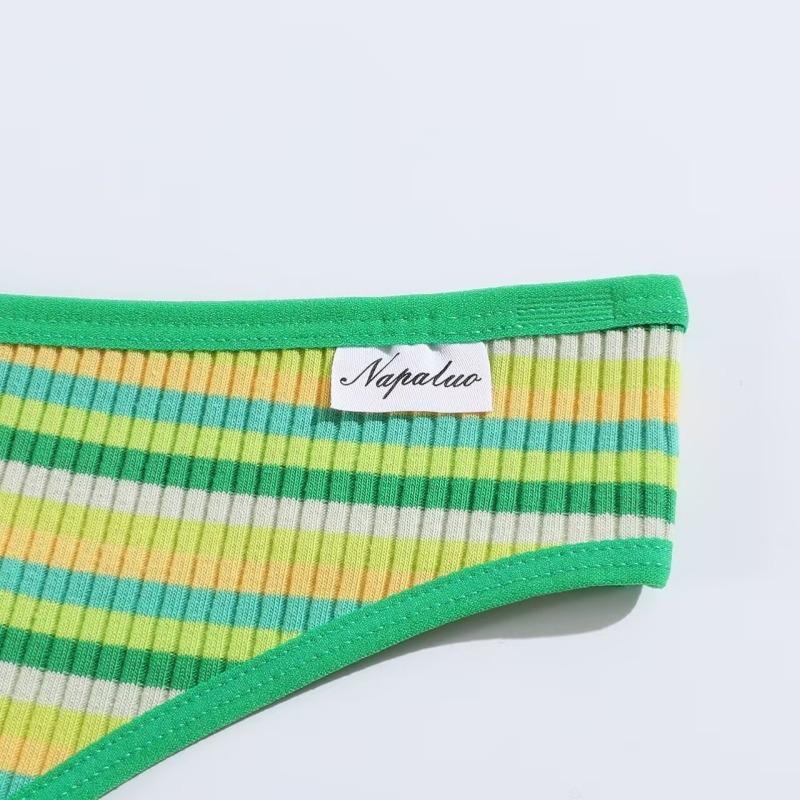3 Teile/satz Frauen Baumwolle Nahtlose G-string Sexy Bunte Gestreifte Dessous Höschen S-XL Thongs Weibliche Brief Taille Unterwäsche