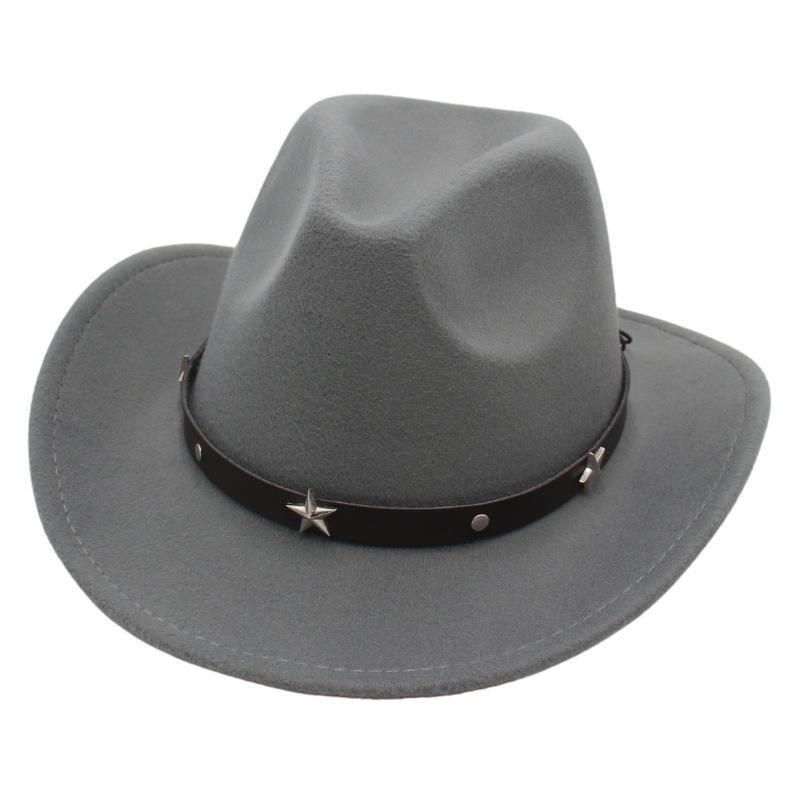 Fashion Cowboy Hat Black Bowler Hat Jazz Hat English Vintage Felt Hat Knight Hat