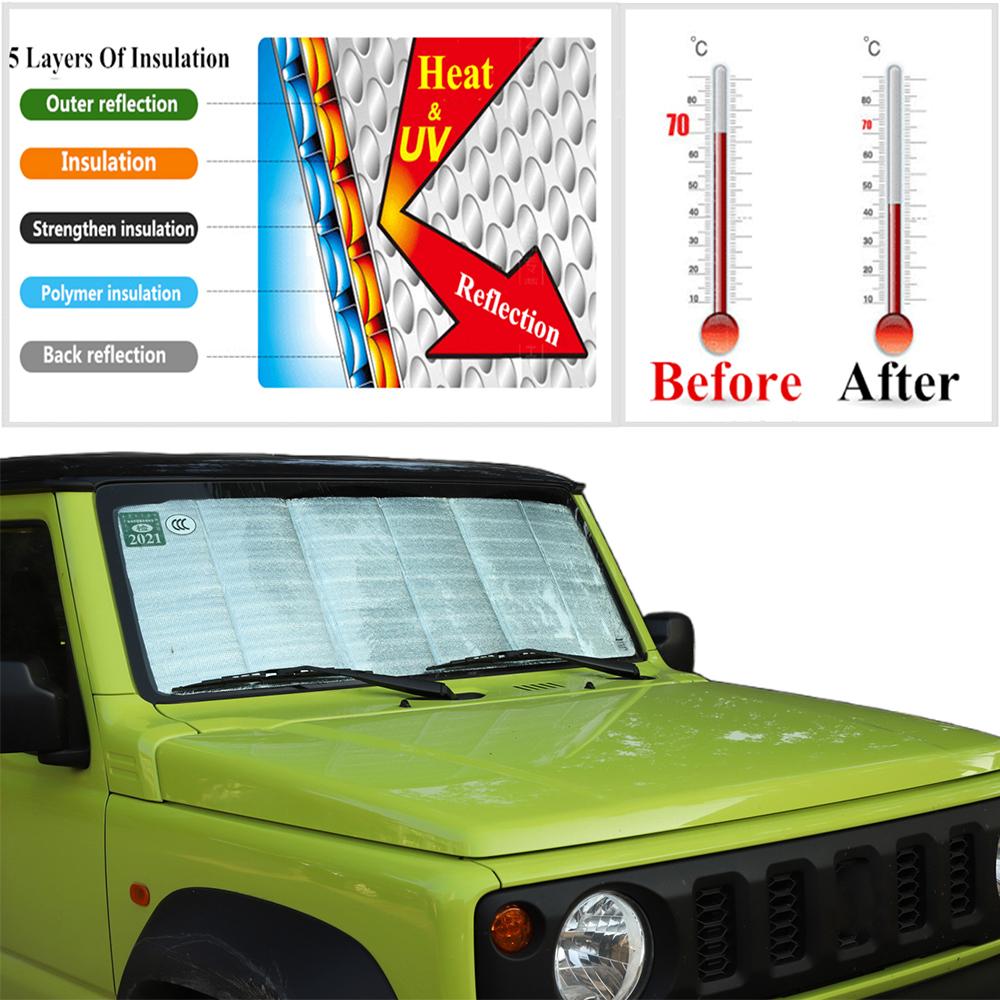 Front Windshield Sun Shade Cover for Suzuki Jimny Nomad XL 5-Door JB74 JC74 2025-2026 Anti-UV Sun Visor Interior Accessories