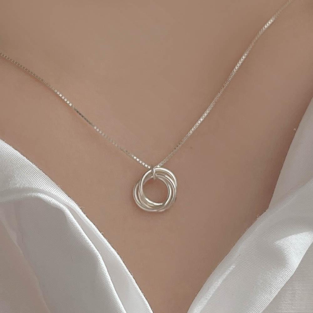 My Omelet [92.5 Silver] Triple Ring Silver Necklace