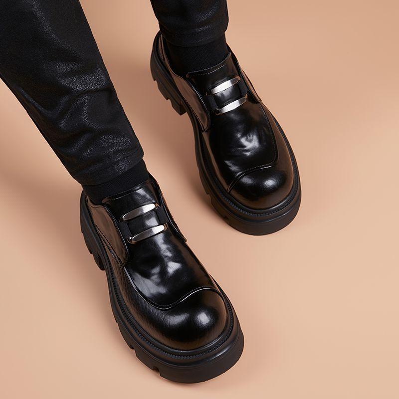 Super grube podeszwy lekkie buty Brock dla mężczyzn i młodych mężczyzn, lekki wewnętrzny dodatek do wzrostu, zakrycie stopy casualowe skórzane buty dla mężczyzn