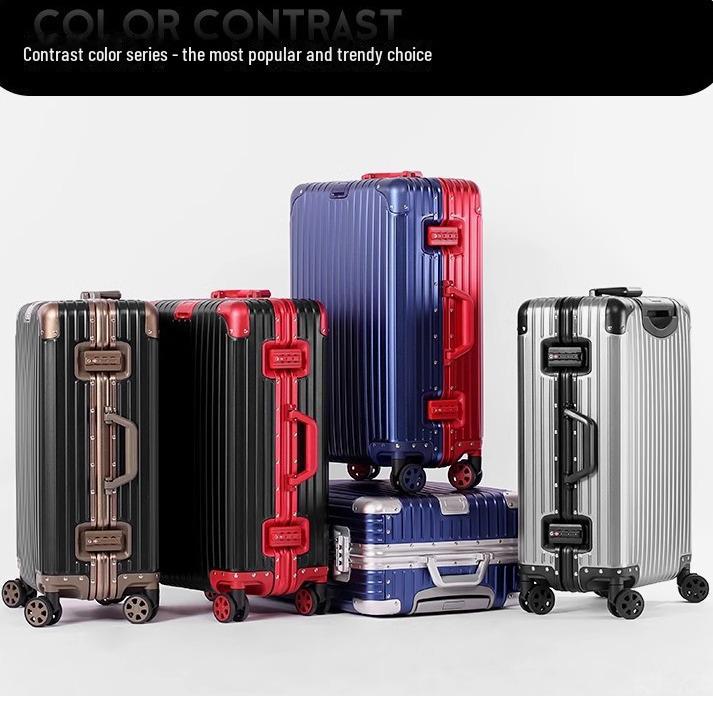 Aluminum-Magnesium Alloy Trolley: Unisex 20” Cabin Suitcase with Universal Wheels & 24” Password Box.