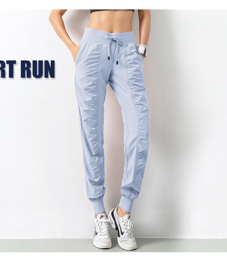 Lulu Women's Lightweight Quick-Dry Pleated Joggers - Breathable, Loose, Slimming, Casual Fitness Pants for Summer Running