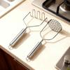 Vertical Wooden Handle Stainless Steel Potato Press Potato Press Manual Masher