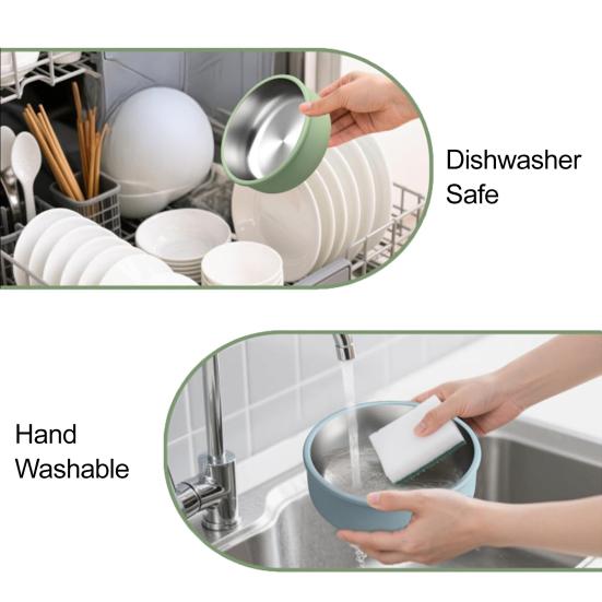 Stainless Steel Baby Bowls with Suction 2-in-1 Toddler Feeding Plates Heat-Resistant Spill-Proof Suction Bowls for Infant