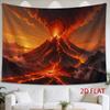 2D Flat, 1pc Horizontal Volcanic Eruption Tapestry Wall Hanging - Fiery Lava Flow & Volcano Landscape Print, Flat Suitable for Decor, Modern Wall, Fab