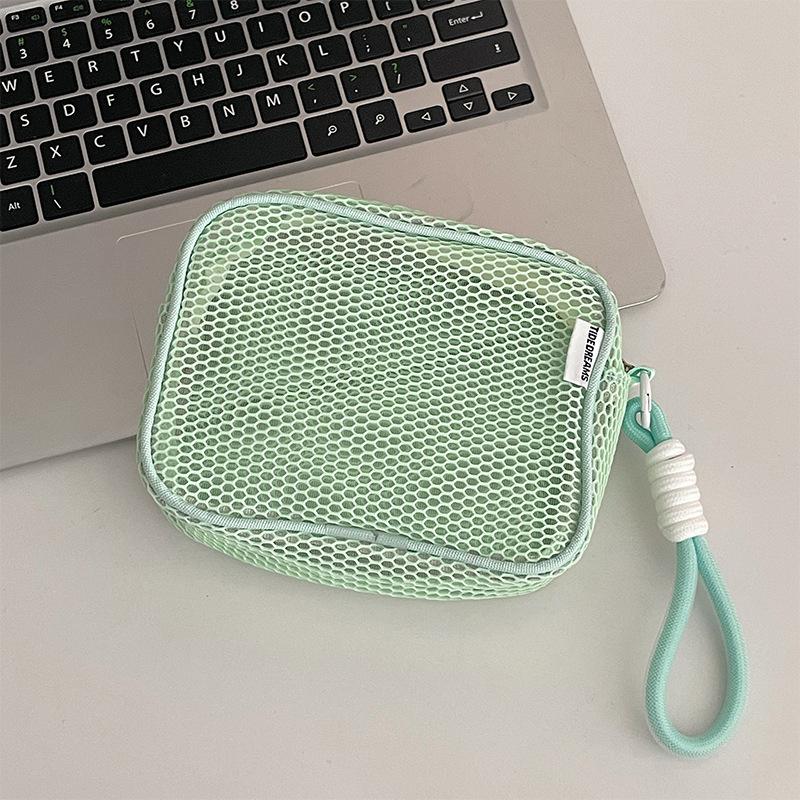 Schlüsseltaschen mit kleiner Kapazität, transparente Kosmetiktasche, quadratische Aufbewahrungstasche aus Netzstoff, Mini-Geldbörse mit Reißverschluss, Mini-Kulturtasche, Schreibwarenetui