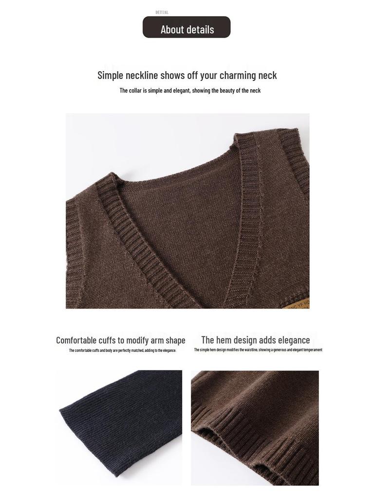 Hengyuanxiang Two-Piece Knit Vest Dress Set: Mid-Length Sweater Dress, Slimming & Tummy-Concealing for Autumn/Winter.