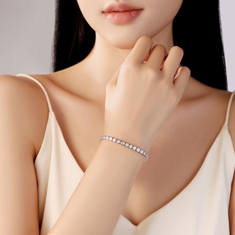 925 Sterling Silver Moissanite Tennis Chain Women's Luxury Bracelet
