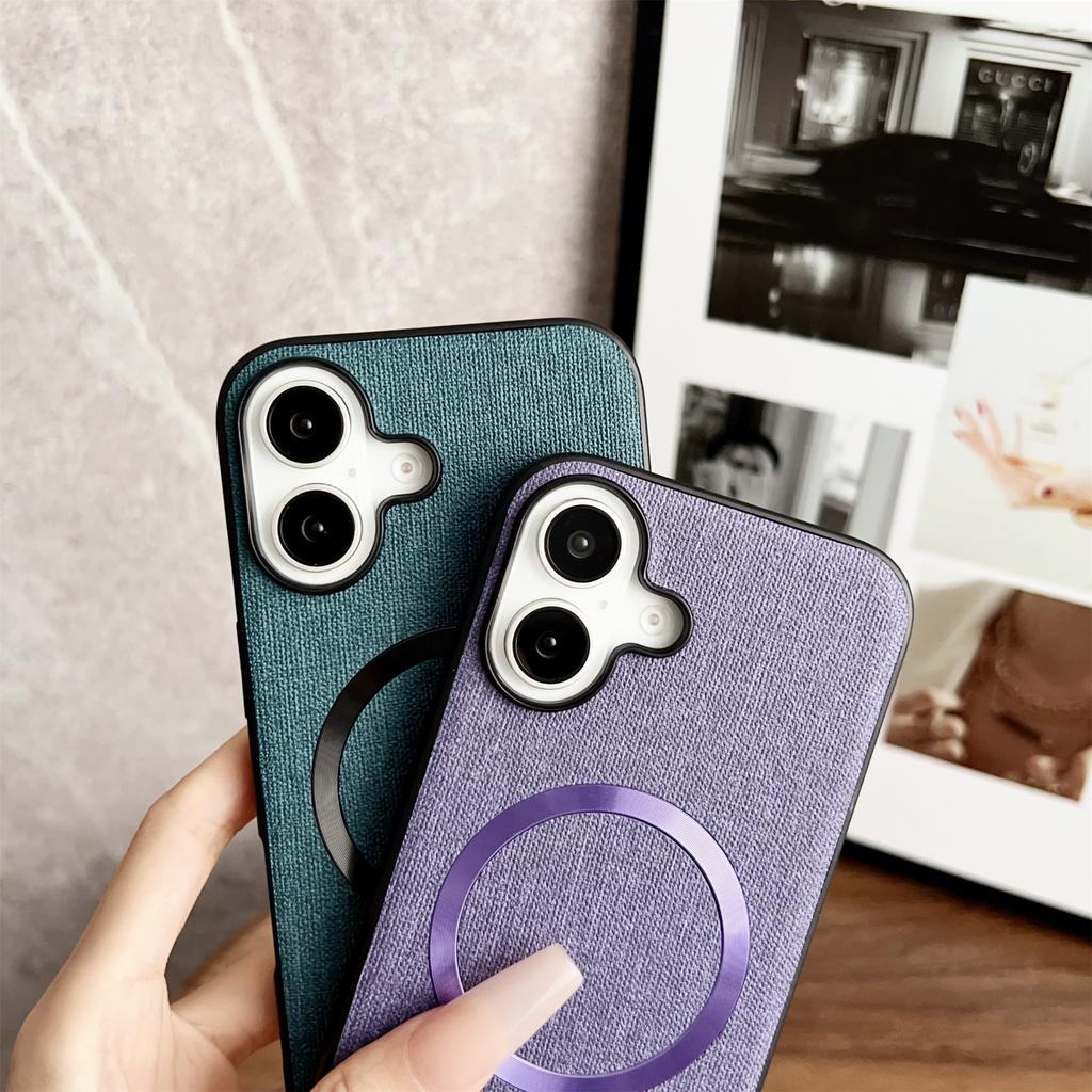 For iPhone 16 Case Drop-Proof TPU+Cloth Back Phone Cover Compatible with MagSafe
