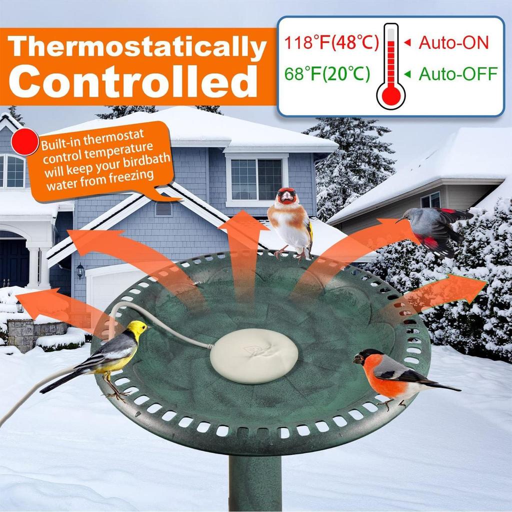 Bird Bath Heater Bird Bath Deicer Smart Pond Deicer For Winter Pond Fountain Garden Lawn Patio Backyard Poultry Coop