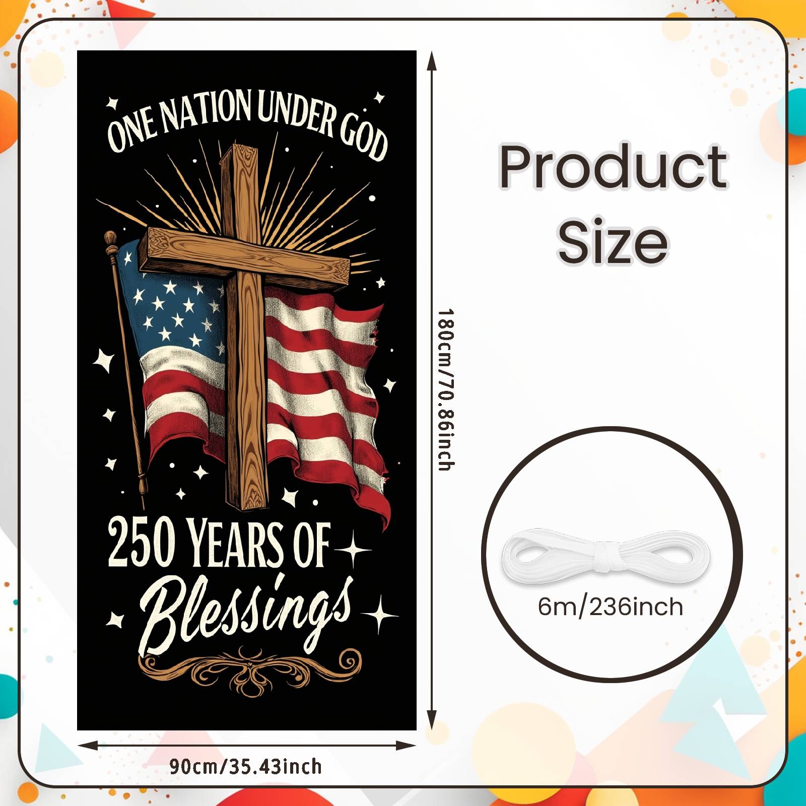 

National Milestone Banner Ornate Bottom Trim Patriotic Celebration Banner National Commemoration Display For Church National