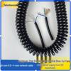 2-core 0.5 sq mm + 4-strand aluminum foil shielded spring retractable cable, 6.5MM diameter, wear-resistant.