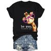 Womens Giraffe Print Crew Neck T Shirt Casual Short Sleeve Spring Summer Top