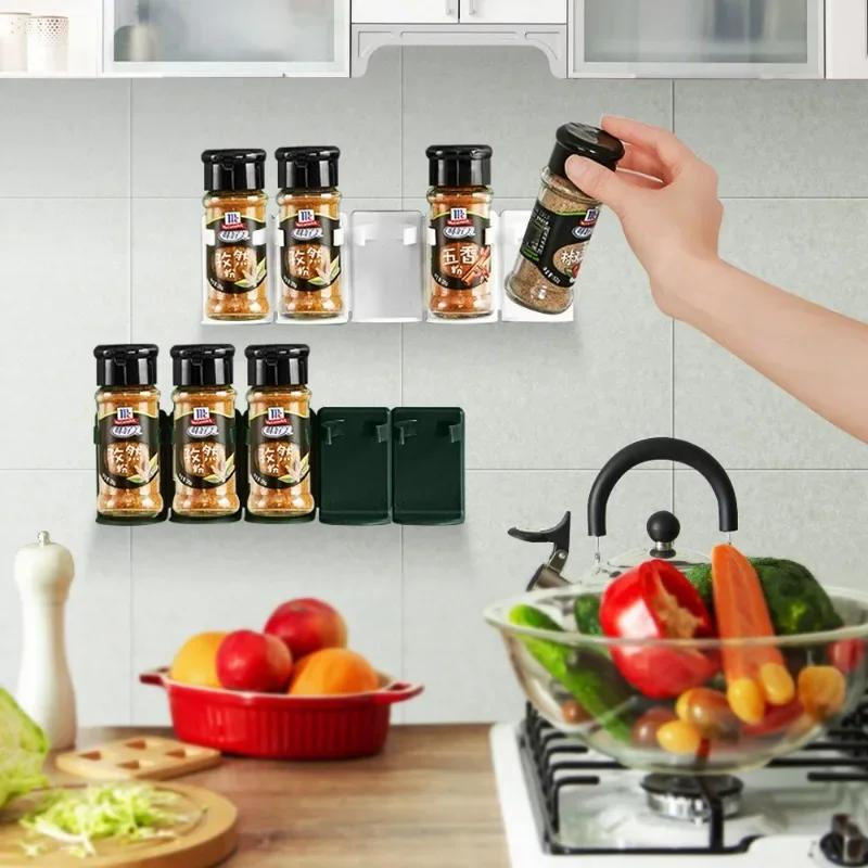 2024 New 1PCS Kitchen Wall Mount Spice Storage Rack Cupboard Door Seasoning Bottle Storage Rack Home Storage Tools Kitchen