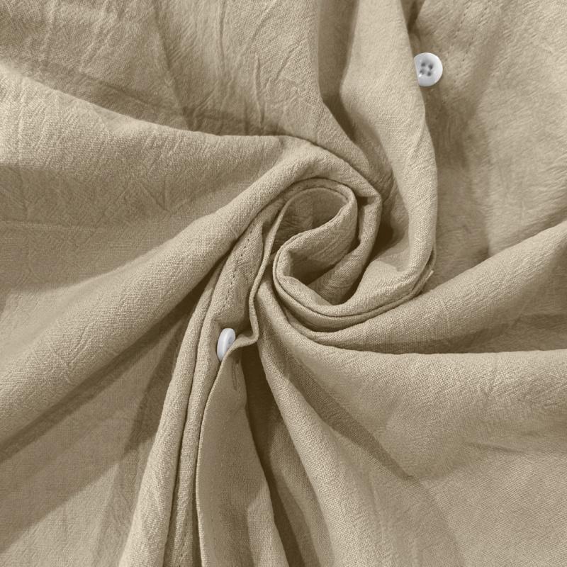 2026 Spring and Autumn Linen Shirt, Long Sleeve, Stand Collar, Breathable, Casual, Versatile Men's Shirt