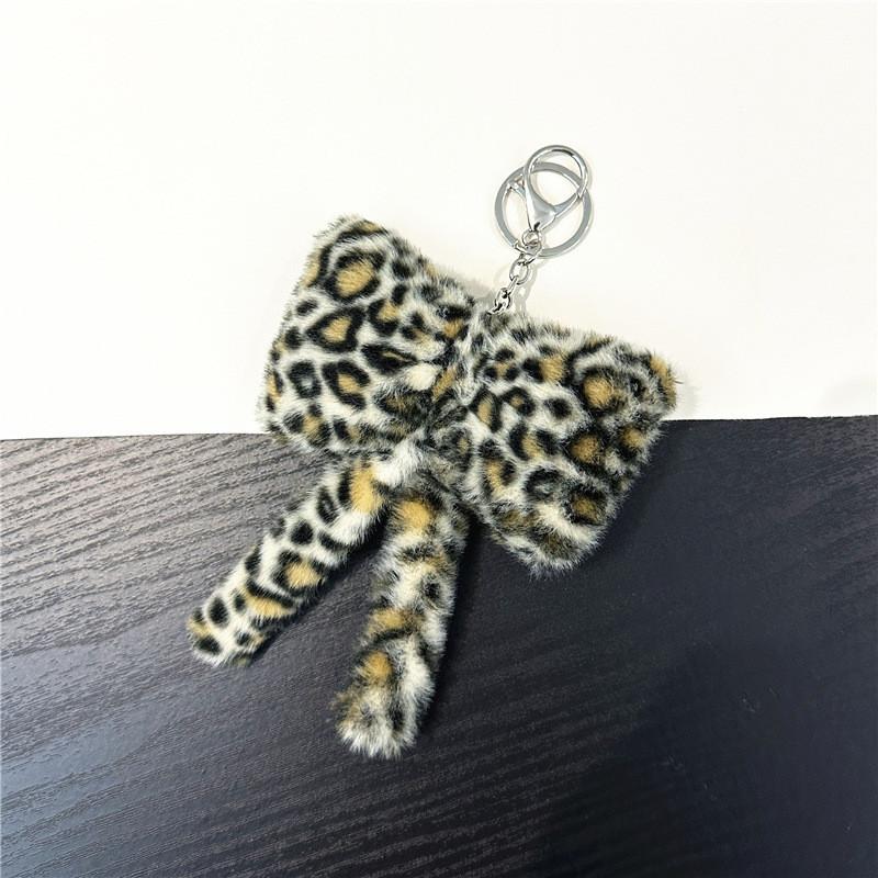 Keychain Plush Butterfly Bow With Leopard Print For Gift Giving And Party Decor
